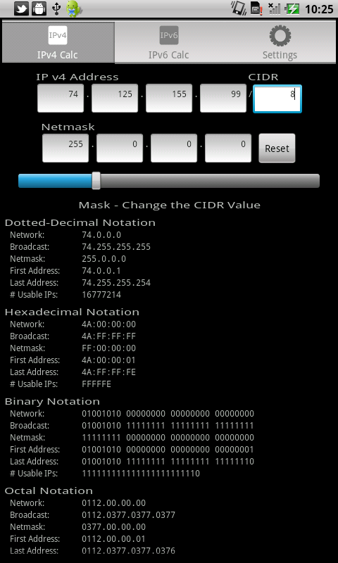 Android IP Network Calculator